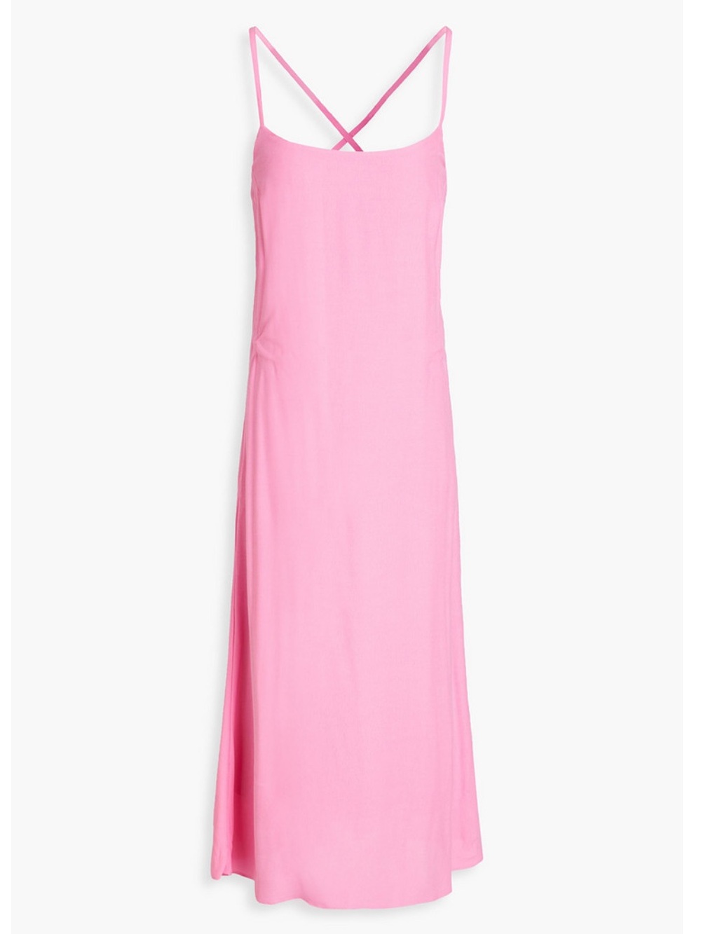 Melissa Odabash Primrose Lace Crepe Midi Dress in Bubblegum Pink.